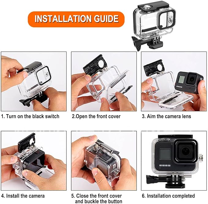 Compatible for Go Pro Hero 4K Black Waterproof Housing Case 60M/196FT - Image 5