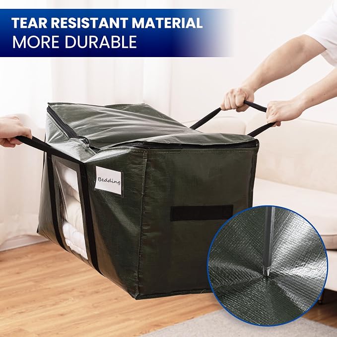 TAILI 4 Pack Green Extra Large Storage Bags, Heavy Duty Totes - Image 4