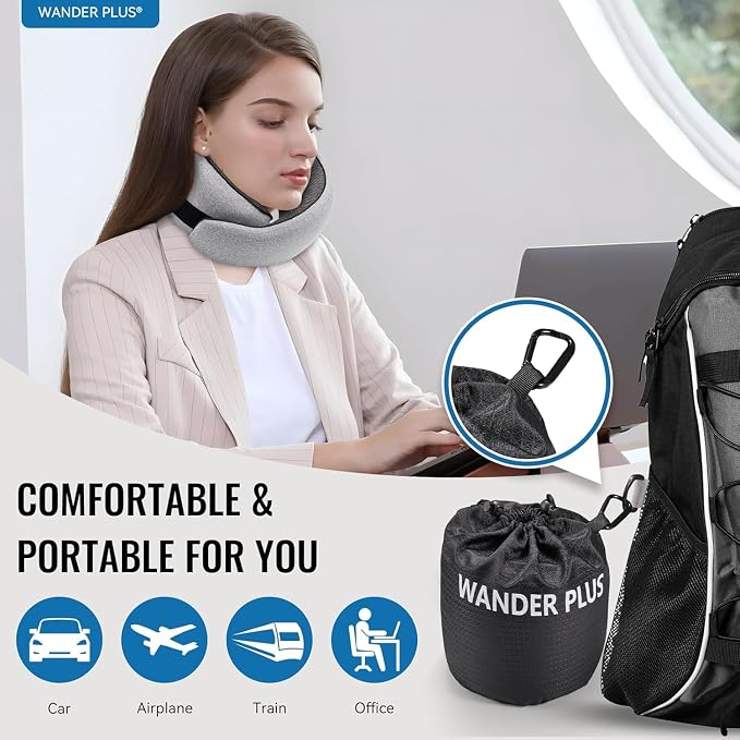 WANDER PLUS® Travel Neck Pillow, Memory Foam Neck Pillow - Image 2