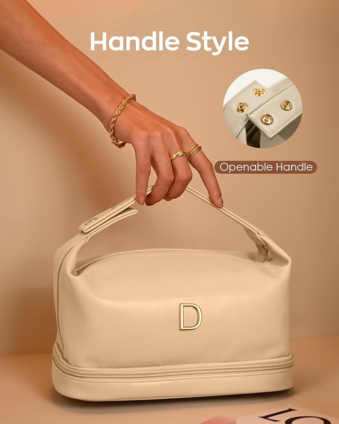 Personalized Makeup Bag, Initial Double Layer Cosmetic Bag - Image 3