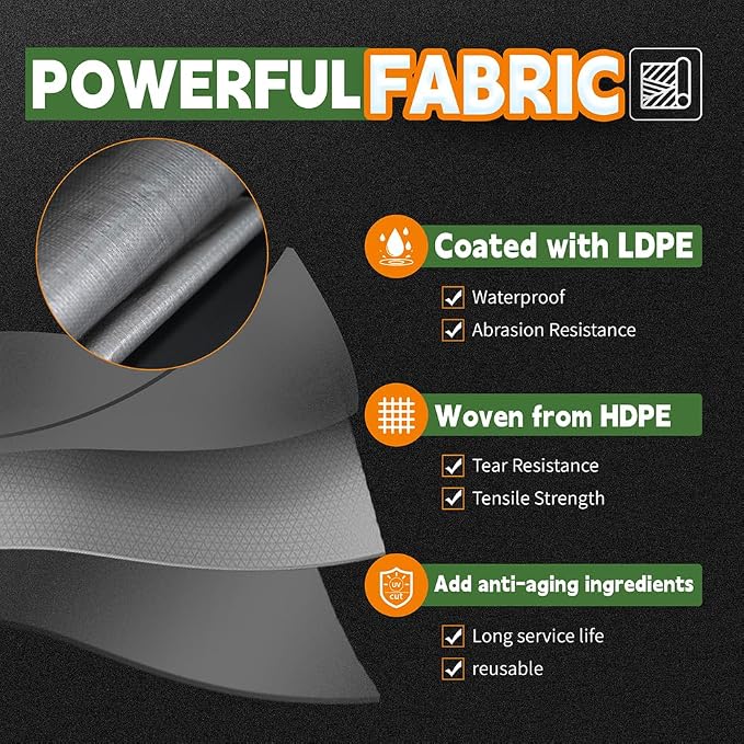 RAINDEWAY Tarps Heavy Duty Waterproof 30x50 Feet, 10 Mil Thick Multipurpose UV - Image 3
