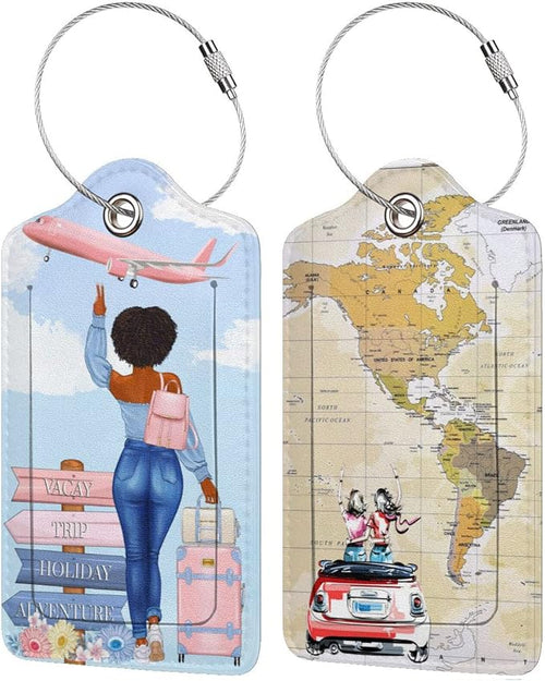 2 Pack Travel Luggage Tags for Suitcases Women Men Kids, Bag Tags for Leather by South+Feather