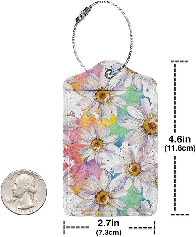 Colorful Daisy Flower Luggage Tags Suitcase Tag Privacy Name ID Card Spring - Image 4