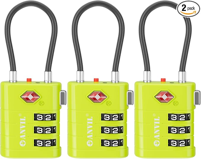 ANVIL TSA Approved Luggage Locks – High Security TSA008 Combination Travel Locks by ANVIL