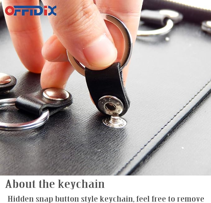 OFFIDIX Portable Zippered Key Case, Leather Portable Key Cabinet 24 Key Hooks - Image 4