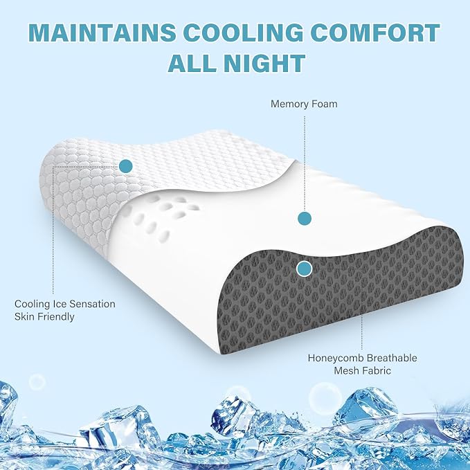 Cooling Pillows Queen Size Set of 2, Memory Foam Bed Pillows - Image 5