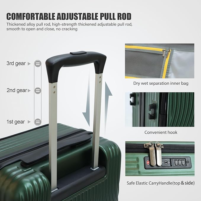 buy 0ne get 0ne free! 20 Inch Expandable Carry on Luggage PC Hard Shell TSA - Image 3