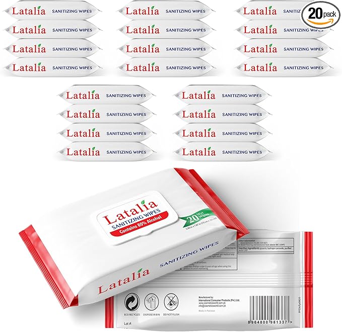 Hand Wipes | 80% Alcohol Hand Sanitizer Wipes by Latalia