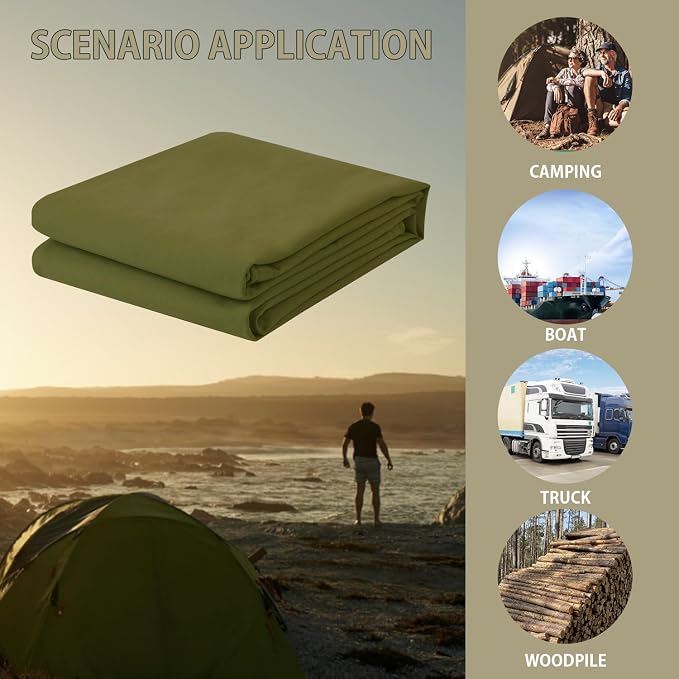 FoundGo Canvas Tarp 20x30ft Heavy Duty Waterresistant Tarps - Image 6