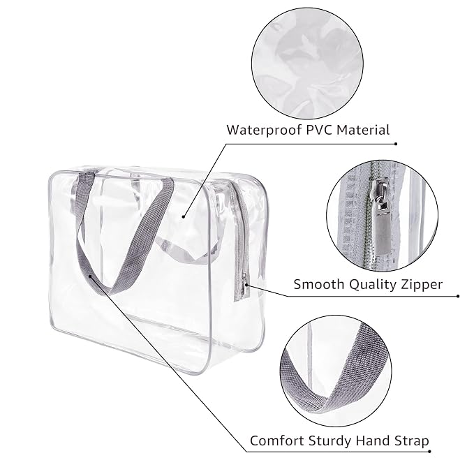 5Pcs Crystal Clear PVC Travel Toiletry Bag Kit - Image 5