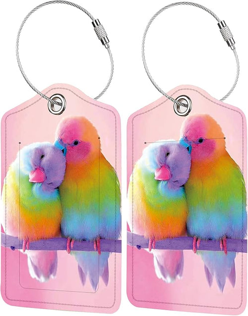 2 Pack Luggage Tag for Suitcase, Cute Unique Leather Bag Tags Identifiers by BestEioyo