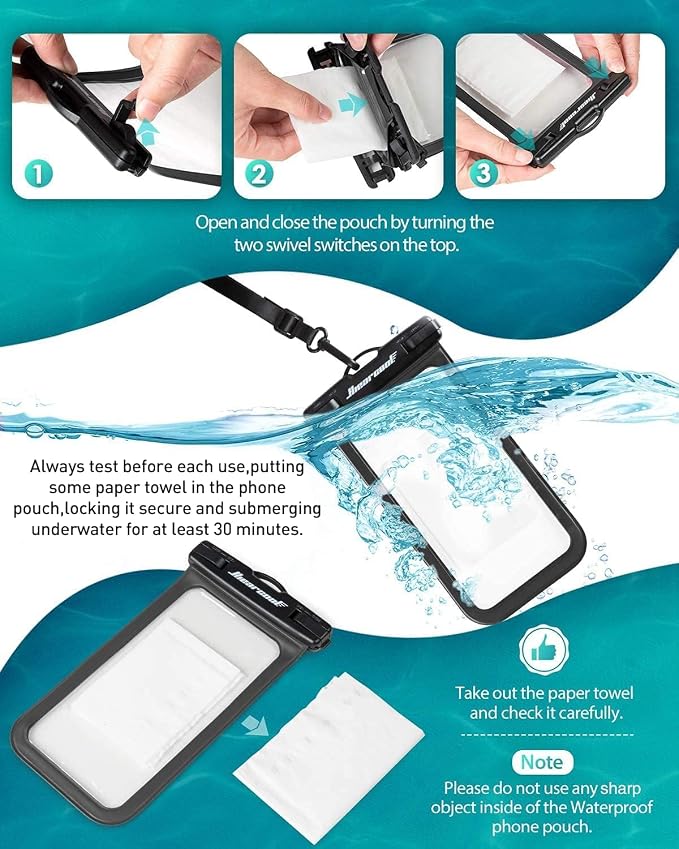 Hiearcool Universal Waterproof Case, Waterproof Phone Pouch Compatible - Image 5