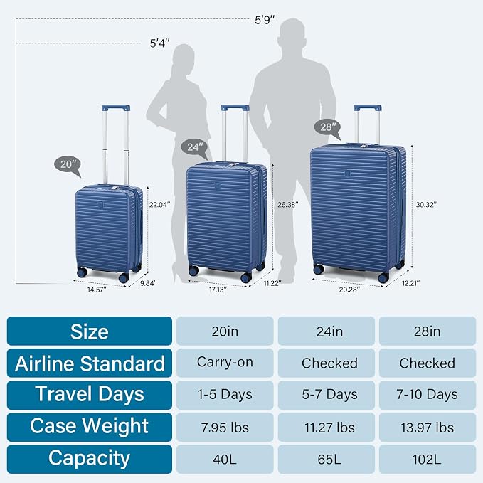 Hard Shell Suitcases Travel Expandable Luggage, 24 Inch Check in Luggage - Image 5