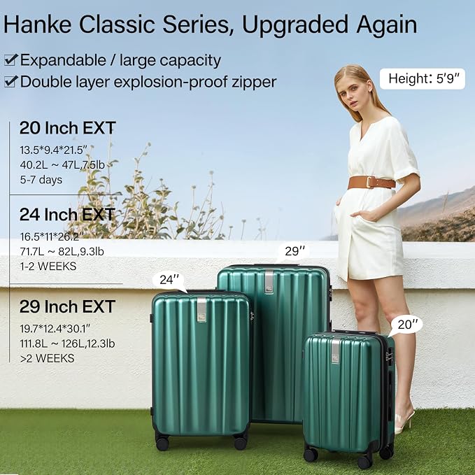 Hanke 24 Inch Expandable Checked Luggage Lightweight PC Hard Shell Luggage - Image 2