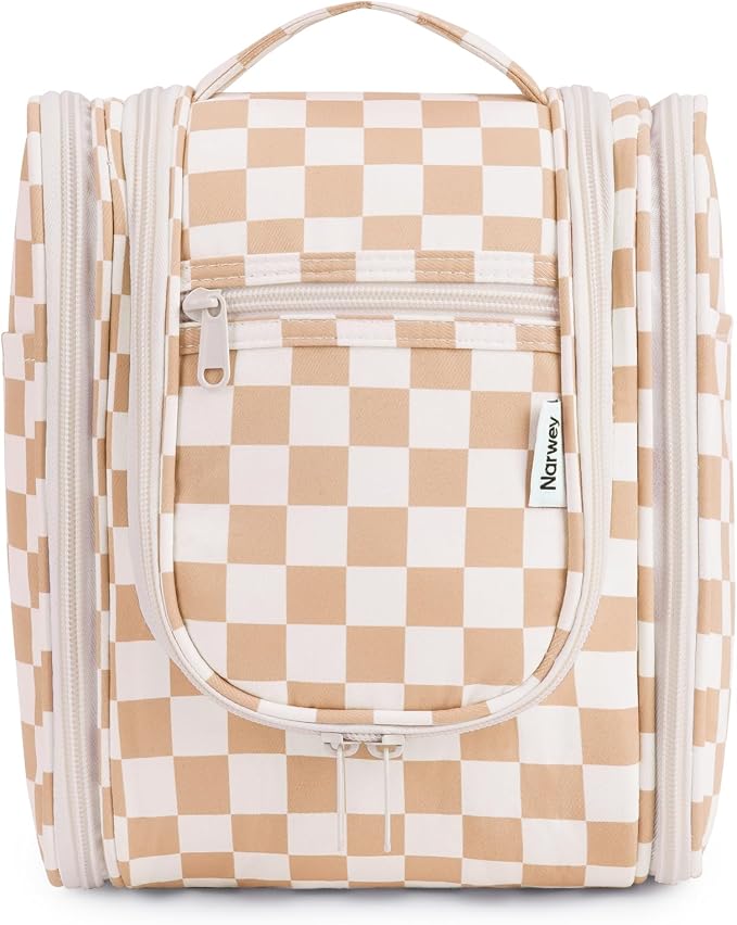 Narwey Small Checkered Hanging Travel Toiletry Bag - Image 2