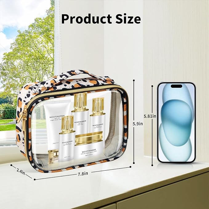 TSA Approved Travel Toiletry Bag, 2 Pack Clear Makeup Bags - Image 3