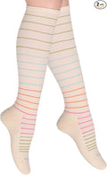 Cotton Compression Socks for Women & Men. 15-20 mmHg Support Knee-High Nude by SocksLaneCompression
