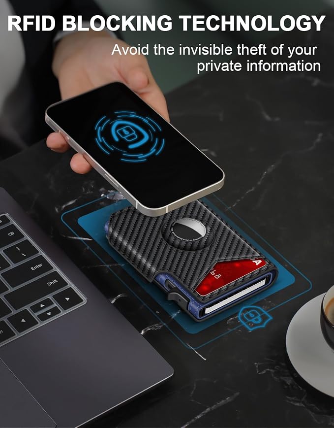 Airtag Wallet for Men, Minimalist Slim Mens Wallet Smart Pop Up Credit Card - Image 5