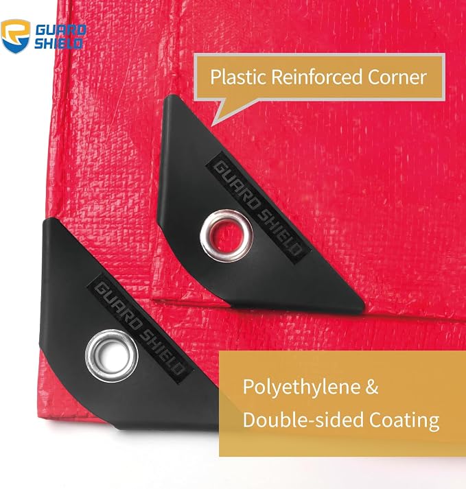 GUARD SHIELD Red Tarp 12x20 Feet Tarps High Visibility Outdoor Poly Cover - Image 2
