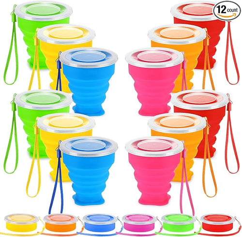 12 Pcs Silicone Collapsible Cup 7.04 oz Folding Camping Travel Collapsible by Purpeak