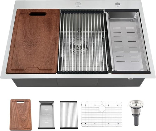 33x22 Drop In Kitchen Sink Workstation-Bokaiya Stainless Steel Kitchen Sink by Bokaiya