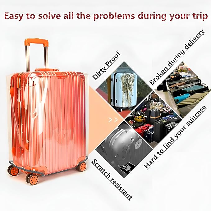 3 PCS Luggage Covers for Suitcase TSA Approved, 20/24/28 Inch Full Clear - Image 4