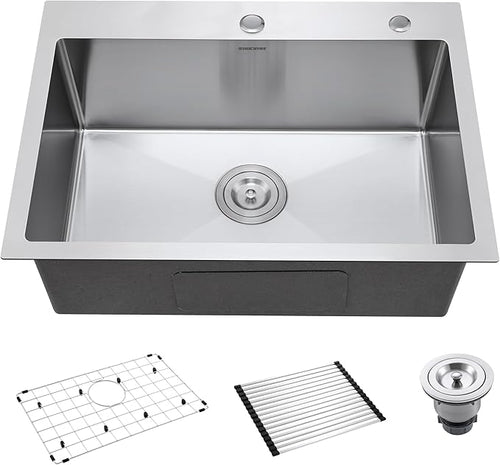 25-Inch Drop-In Kitchen Sink, SINKVINE 25" x 18" Stainless Steel Indoor and by SINKVINE