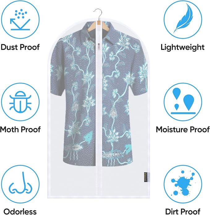 BALEINE 48'' Translucent Garment Bags, 6 Packs PEVA Dress Bag - Image 3