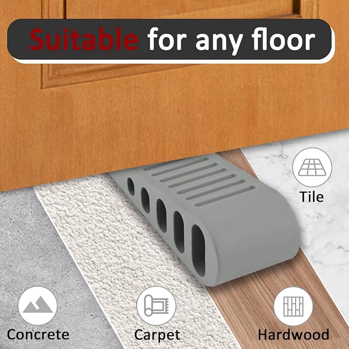 JQK Rubber Door Stopper Wedge, Wooden Floor, DSB61-GY-P4 - Image 4