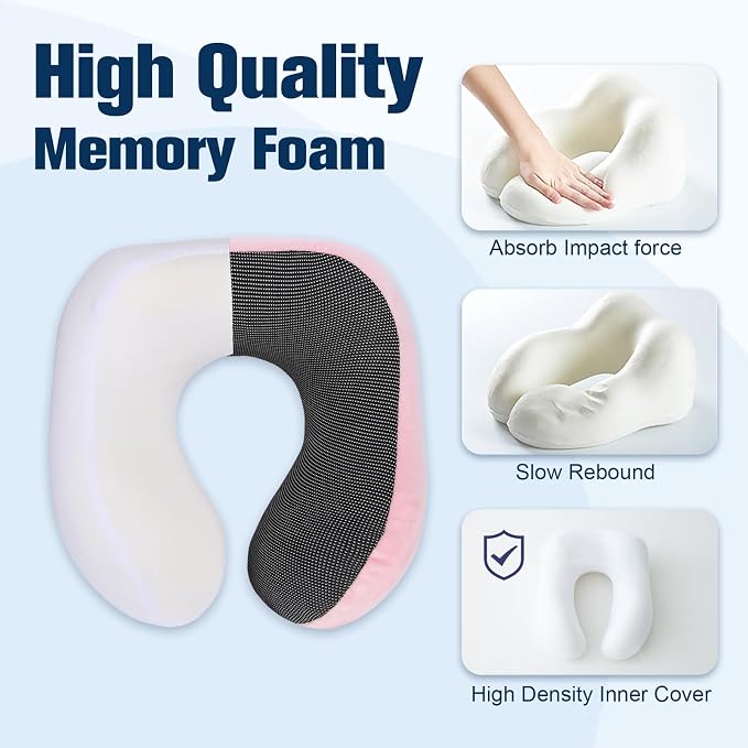 Neck Pillow for Traveling, Travel Pillows for Airplanes, 100% Pure Memory Foam - Image 5