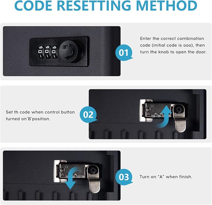 72 Position Key Cabinet with Combination Lock Wall Mount, with Colorful Key Tag - Image 4