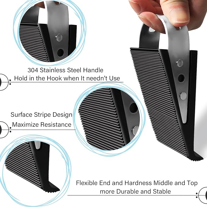 Shackcom Rubber Door Stopper Wedge, 1 Pack Black Heavy Duty Door Stop Suitable - Image 3
