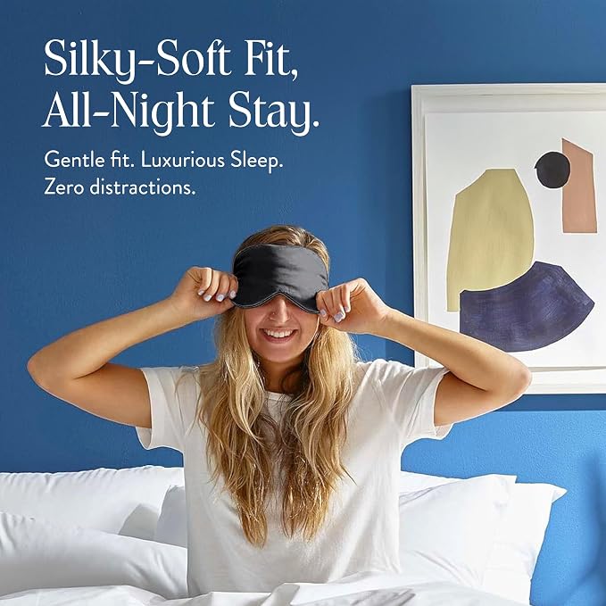 Brooklinen Silk Eye Mask for Sleeping – Carbon Grey, 100% Mulberry Silk Sleep - Image 5