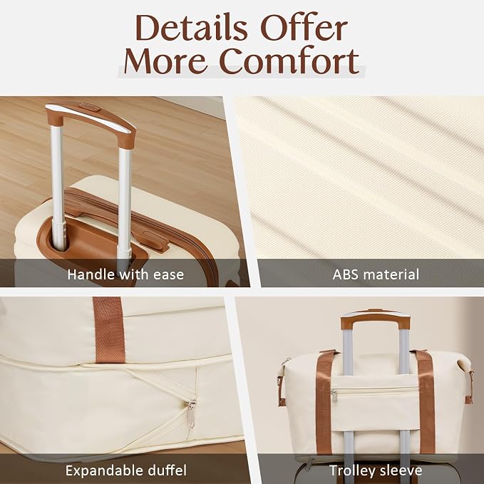 Coolife Suitcase Set 5 Piece Luggage Set Carry On Hardside Luggage - Image 5