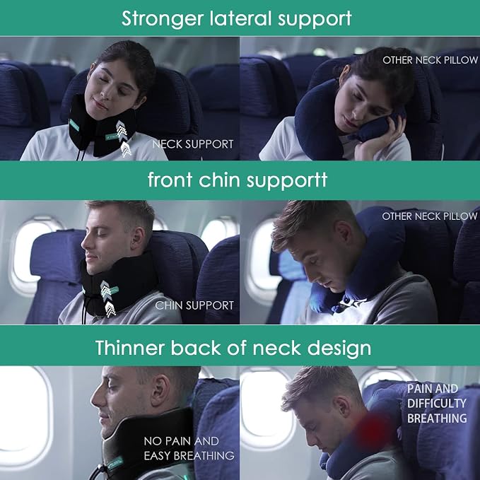 GOLDORANGE Travel Pillow Neck Chin Head Support 100% Pure Memory Foam Neck - Image 6