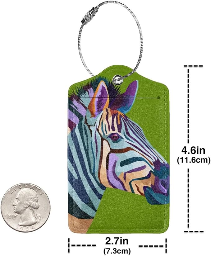 2pcs Zebra Luggage Tag for Suitcases Baggage, Colorful Airport Cruise Leahter - Image 4