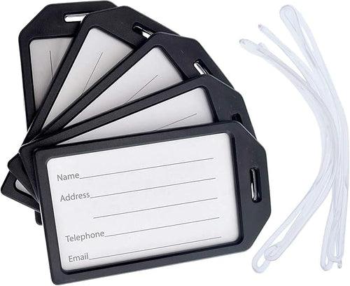 5 Pack - Premium Rigid Airline Luggage Tag Holders - Heavy Duty Hard Plastic by Specialist+ID