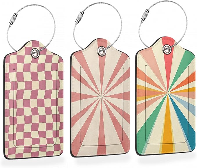 Abstract Colorful Twisted Checkered PU Leather Luggage Tags by Losthll