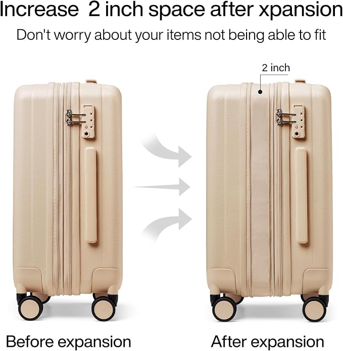 Hanke 20 Inch Expandable Carry on Luggage 22x14x9 Airline Approved Lightweight - Image 3