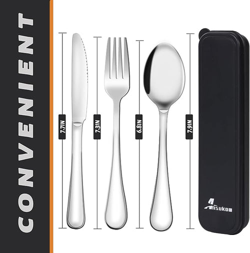 4 Picec Travel Utensils Camping utensils Travel Silverware Set - Image 2