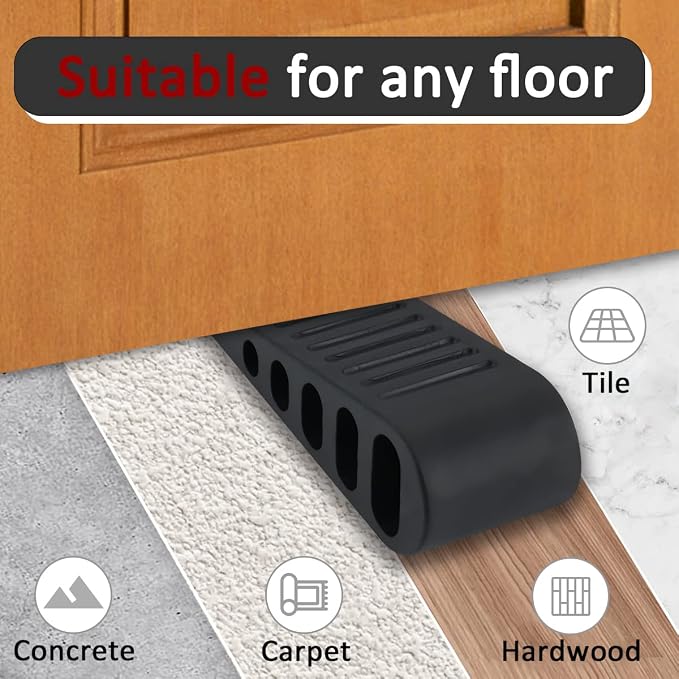 JQK Rubber Door Stopper Wedge, Wooden Floor, DSB61-BK-P6 - Image 4