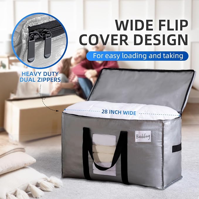 TAILI Extra Large Moving Bags, 2 Pack Silver Heavy Duty Totes - Image 4