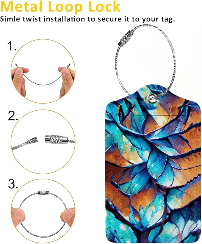 Dragon Scale Luggage Tags for Suitcases, 2 Pack Luggage Tag, Leather Stainless - Image 3