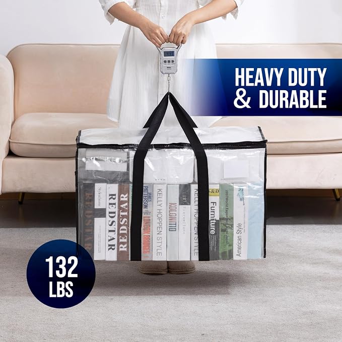 TAILI Extra Large Moving Bags, 10 Pack Clear Heavy Duty Totes - Image 5