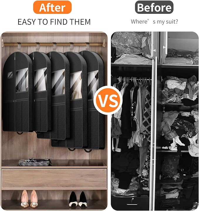 Travel Garment Bag Suits Clothes : 43 Inch 5 Packs Lightweight Breathable - Image 7