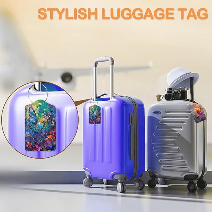 Abstract Colorful Butterfly 3 PCS PU Leather Luggage Tags - Image 5