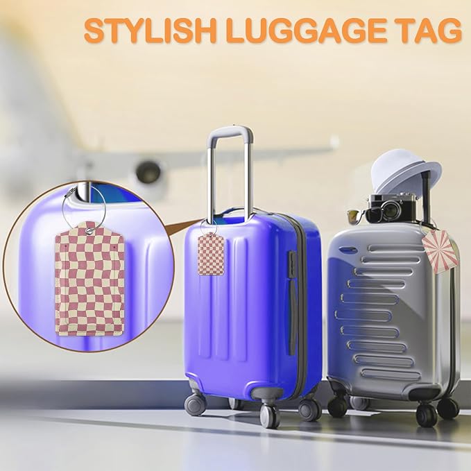 Abstract Colorful Twisted Checkered PU Leather Luggage Tags - Image 5