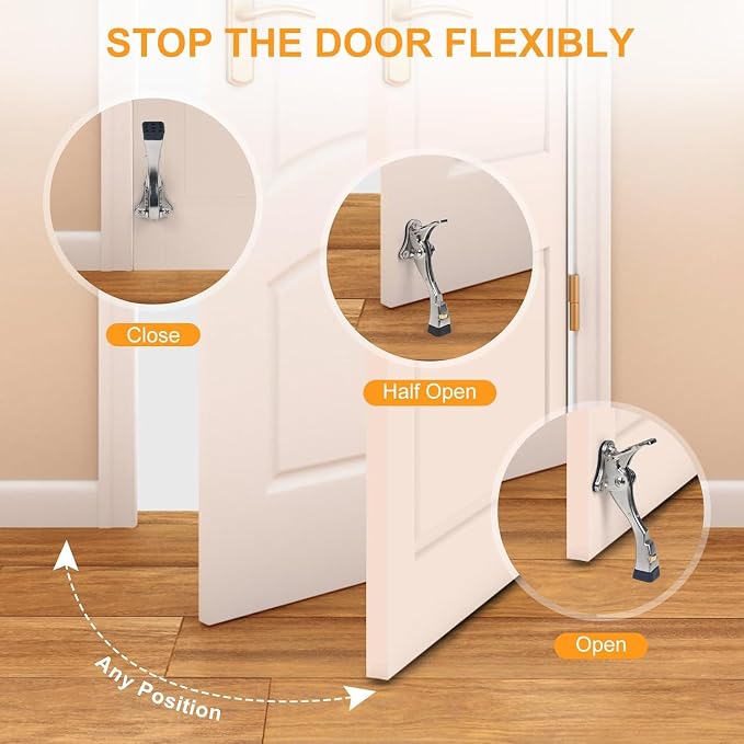 12 Packs Heavy Duty Kickdown Door Stopper, One Touch Adjustable Kickdown Door - Image 6