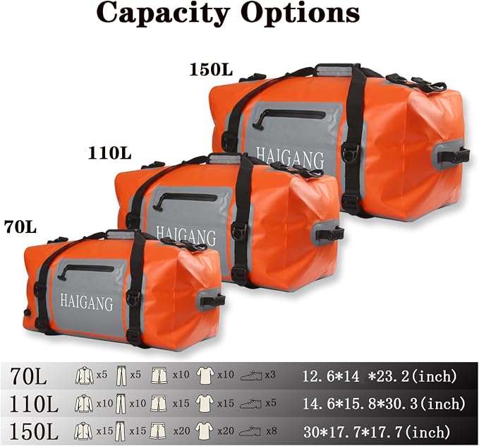150L Waterproof Duffel Bag Travel Dry Bag, Large Capacity, Adjustable Thickened - Image 3