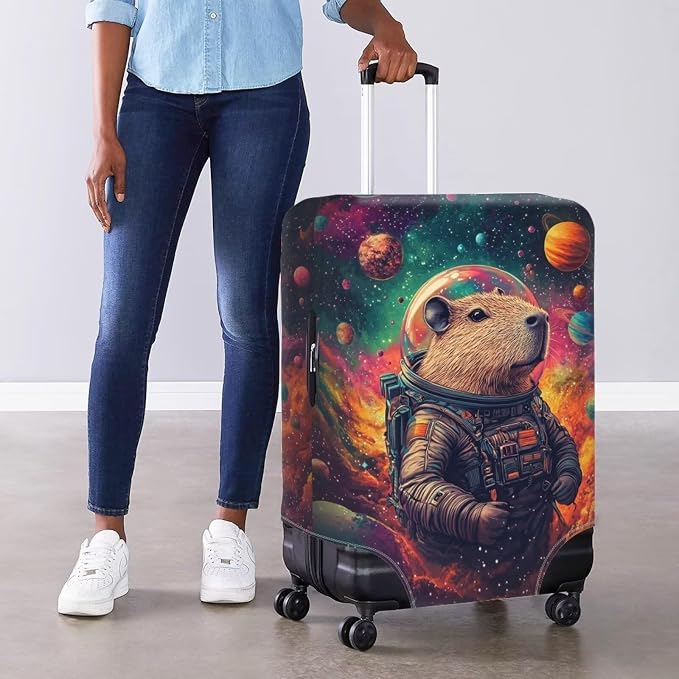 Cute Capybara Suitcase Cover Fit 22-25 Inch Anti-Scratch Washable Spandex - Image 4